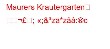 Maurers Krautergarten은 어떺; ;&z*z:c